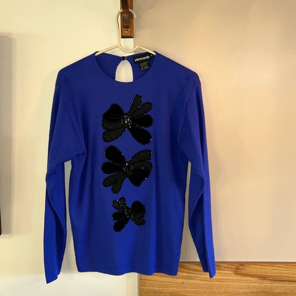 Pierre Cardin S lambswool gorgeous royal blue holiday sweater Christmas - Picture 1 of 4